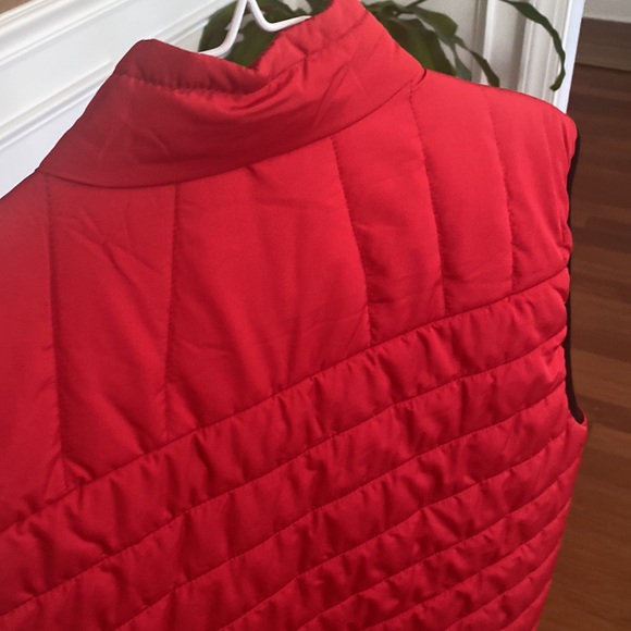 Chaps Mens Ralph Lauren Red Black Zip Front Puffer Lightweight Vest Pockets Sz L - Picture 6 of 12